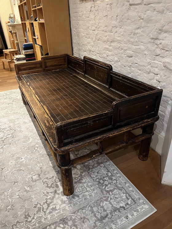 Image 1 of Cama/opio de madera de olmo al estilo de las dinastías Ming y Qing chinas