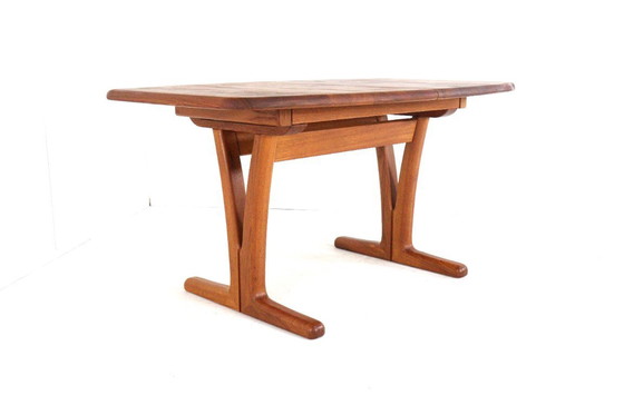 Image 1 of Table de salle à manger rectangulaire ovale à rallonge Holstebro en teck massif