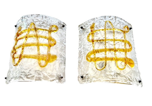 Pair of sconces Mazzega murano glass , Italy 1970s