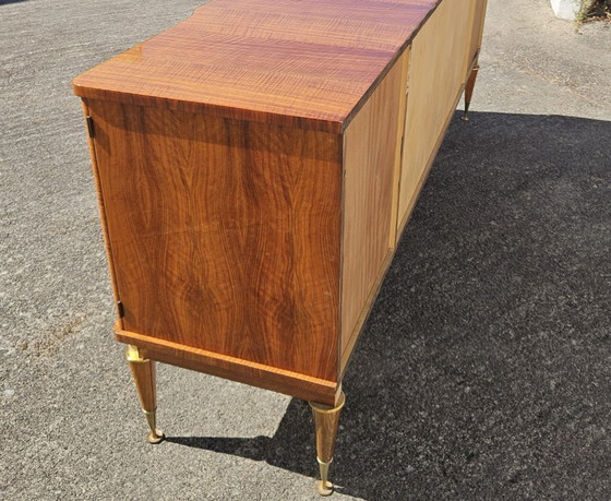 Image 1 of Frans dressoir uit het midden van de 20e eeuw - Luxe buffetkast van wortelhout - jaren 60