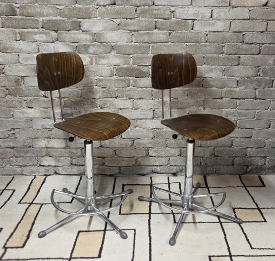 Image 1 of Een paar SE 68 orkeststoelen van Egon Eiermann voor Wilde + Spieth, Duitsland, jaren 70.
