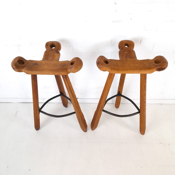 Image 1 of 2x vintage brutalist bar stool