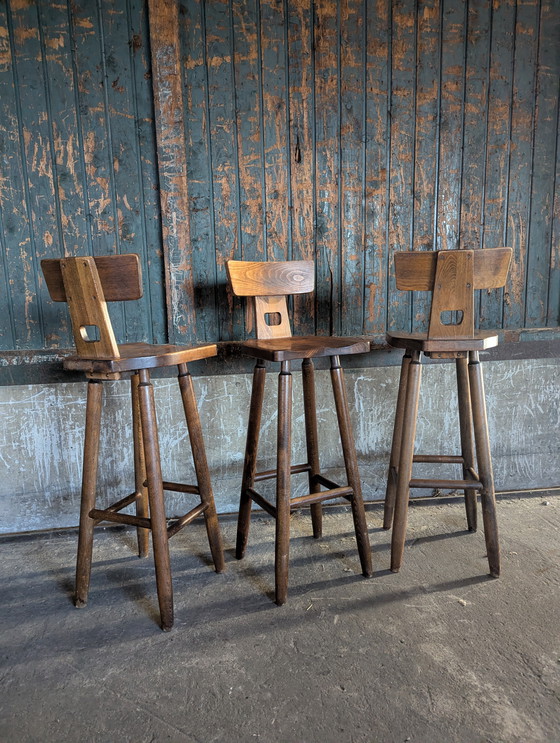 Image 1 of Midcentury brutalist barstools, 1970s