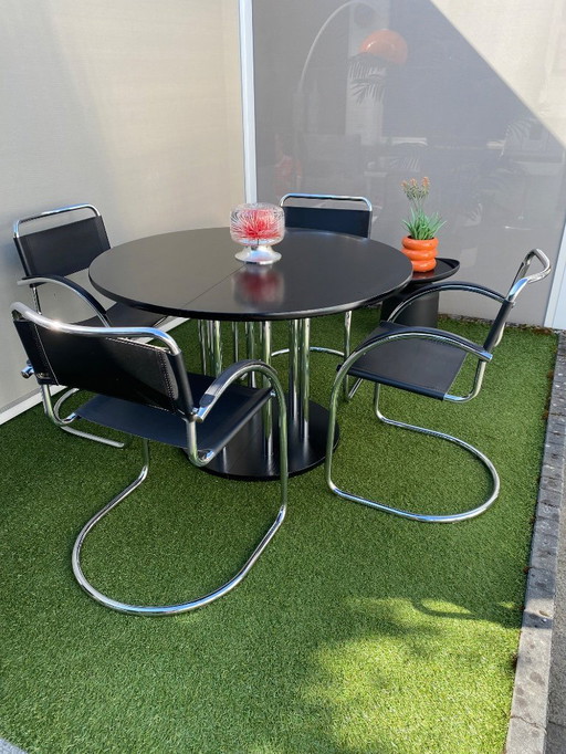 Thonet design dining room set with bauhaus chairs