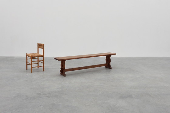 Image 1 of Rustikale Eichenbank mit schöner Patina, Frankreich um 1900