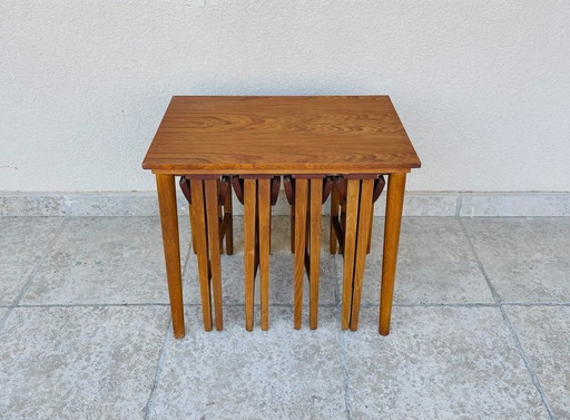Set of 5 Scandinavian nesting coffee tables in teak, 1960