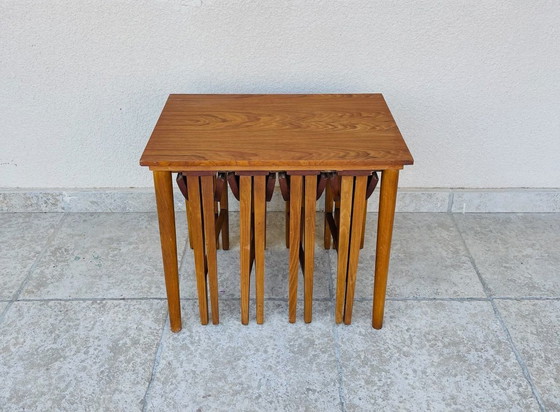 Image 1 of Set of 5 Scandinavian nesting coffee tables in teak, 1960