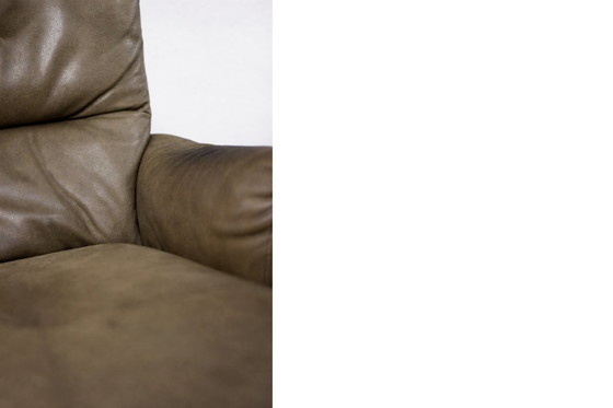 Image 1 of Vintage Mid-Century German Modern Brown Leather Lounge Swivel Chair from Musterring, 1960s