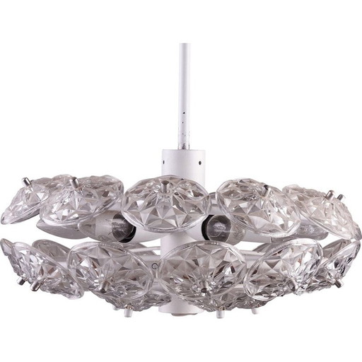 Lampadario rotondo vintage MK3898 con piatti in vetro, anni '70