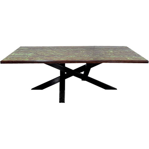 Vintage rectangular table in patinated mahogany, India