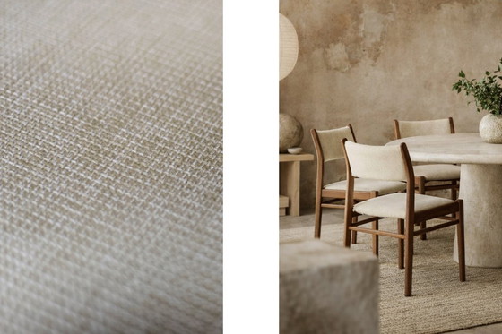 Image 1 of Chaises danoises vintage en teck et tissu beige, style moderne du milieu du siècle, années 1960, lot de 4