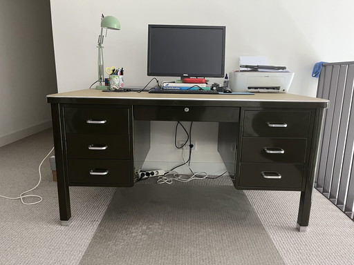Vintage steel desk with matching Gispen office chair