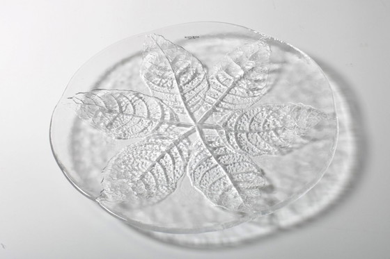 Image 1 of Kosta Boda Glass Clear Platter: Vintage Leaf Design by Wärff / 1975
