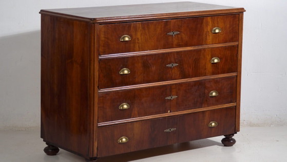 Antique pine chest of drawers with four drawers and brass handles – Central Europe, circa 1900 – Metal (photo 3 of 40)
