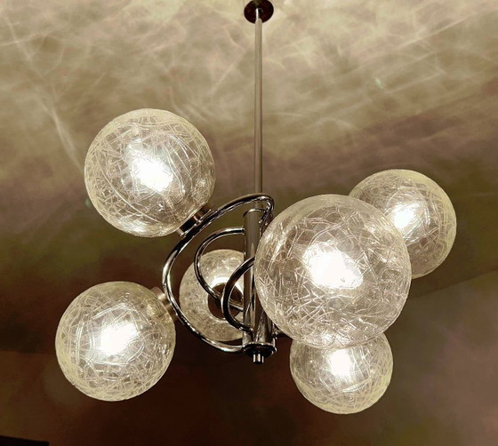 Image 1 of Lampadario vintage in vetro a bolle in stile spaziale