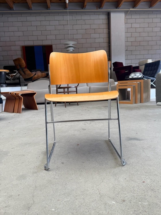 Set of 4 Howe 40/4 chairs, Dining chairs, Wood, Chrome, Brown (photo 14 of 15)