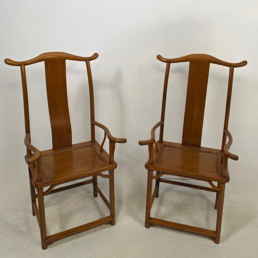 Set van 2 Chinese Yoke Back Chair vroege 20e eeuw – eetkamerstoelen, Wood (photo 2 of 7)