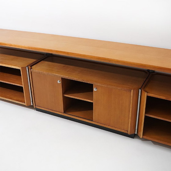 “MG14” sideboard by Osvaldo Borsani for Tecno, 1960s, Wood, Metal, Brown, Vintage (photo 5 of 15)
