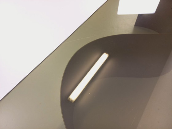 Image 1 of Vintage Space Age rectangular coffee table in steel and smoked glass from the 1970s