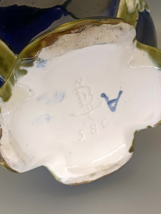 Image 1 of Paire de vases en majolique belge signée De Bruyn, La Louvière, vers 1900