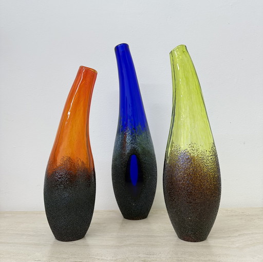 Ensemble de 3 vases Moonlanding de Monica Backstrom pour Kosta boda Suède
