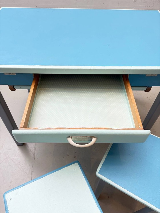 Vintage Kitchen Table Set with two Stools, 1960s – Dining tables, Wood (photo 7 of 20)