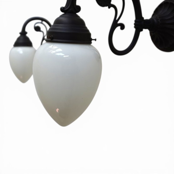 Image 1 of Set van 2 Art Nouveau messing wandlampen