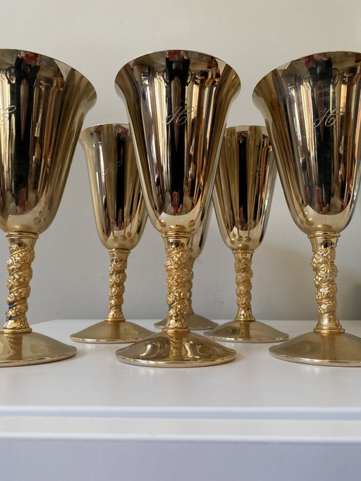 Vintage brutalist set of wine goblets