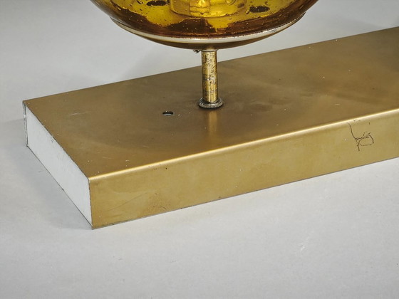 1970s Space Age Amber Glass Double Wall Lamp, Kamenický Šenov – Wall lights, Brass (photo 5 of 14)