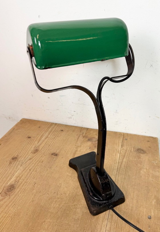 Image 1 of Lampada da tavolo vintage in smalto verde, anni '30