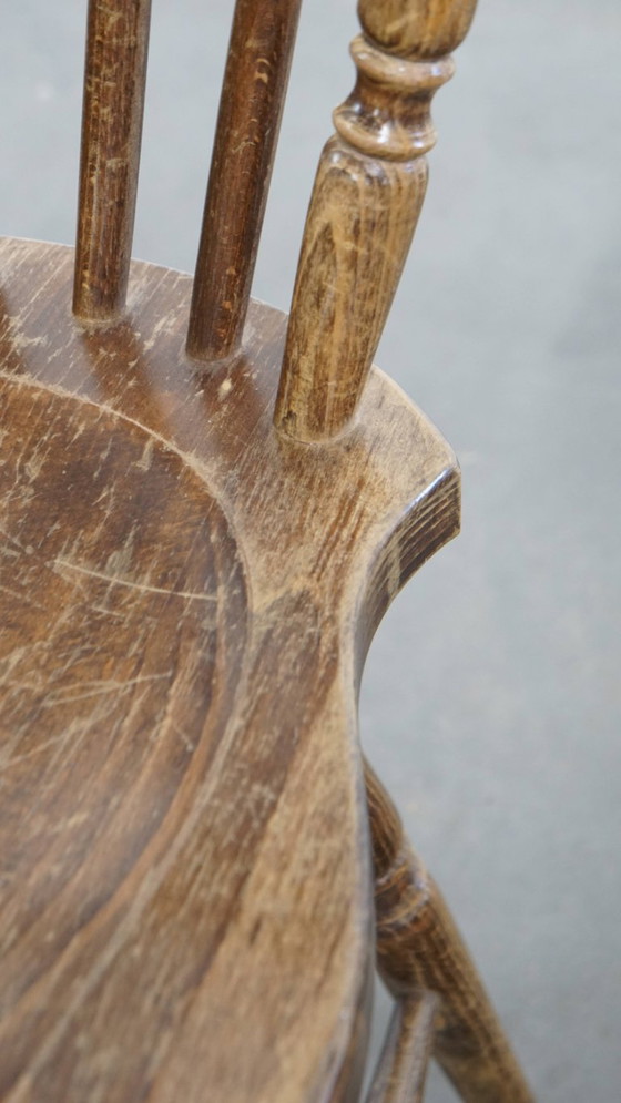 Image 1 of 6 x Antiker holländischer Holzbarhocker