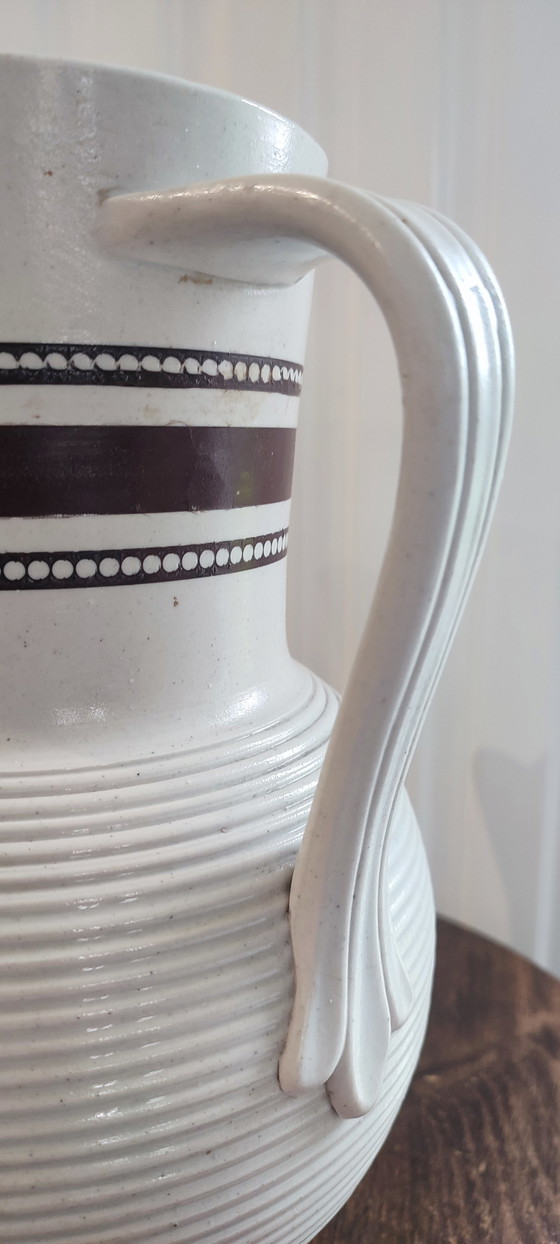 Image 1 of Grande brocca in gres smaltato firmata, periodo 1950-60