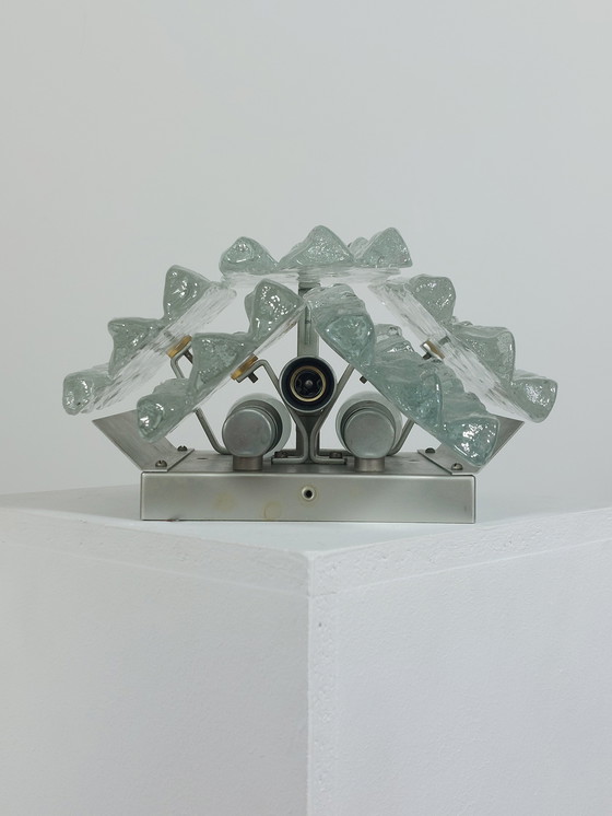 Image 1 of Pair of Magnificent Ice Glass Sconces Designed by J.T.Kalmar for Franken KG (Austria | 1960)