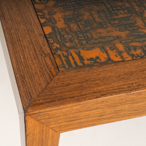 Image 1 of Mid-Century Modern salontafel van teakhout en koper van Severin Hansen