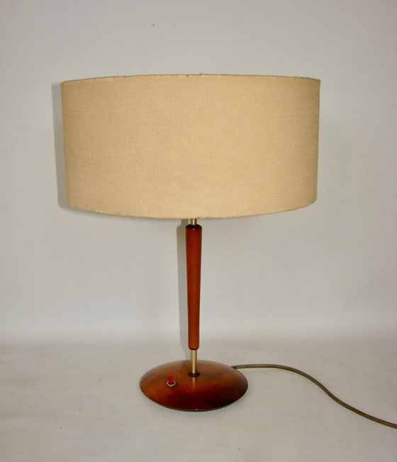 Image 1 of Lampada da tavolo vintage danese degli anni '60: legno, metallo, plastica