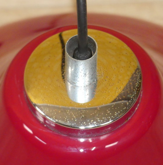 Image 1 of Ceiling lamp vintage space age 70s dark red flashed glass lamp