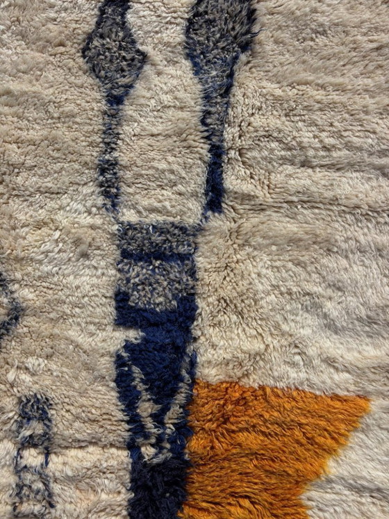 Image 1 of Tapis marocain blanc et orange, authentique tapis marocain 300 cm x 200 cm