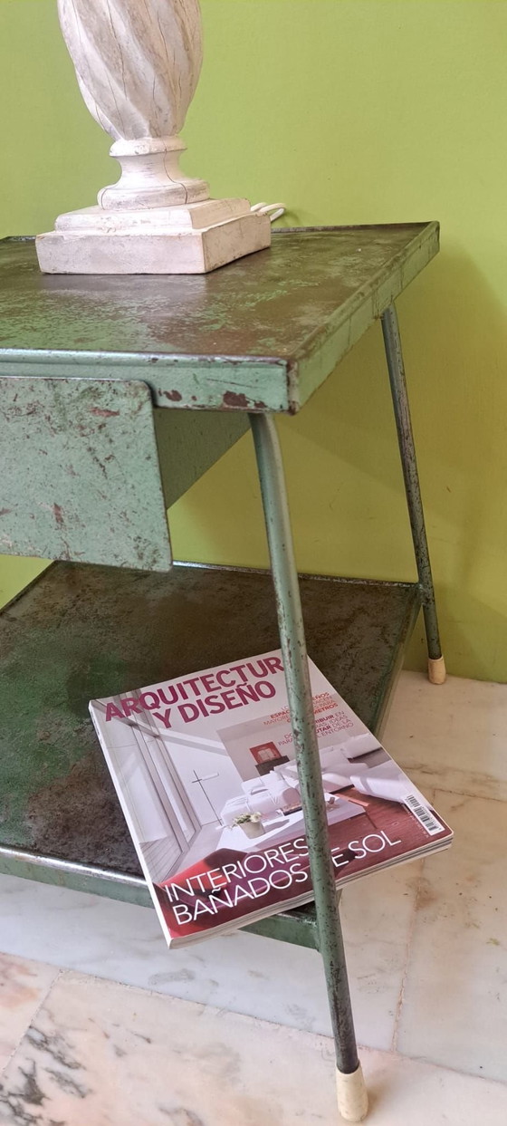 Industriële bijzettafel, Metaal, Groen (foto 5 van 7)