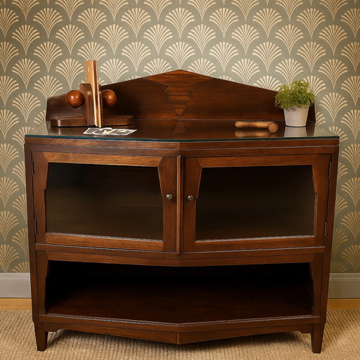 Antike Art Deco Amsterdamer Schule Kommode (Koromandel- und Kirschholz) Teeschrank / Vitrine