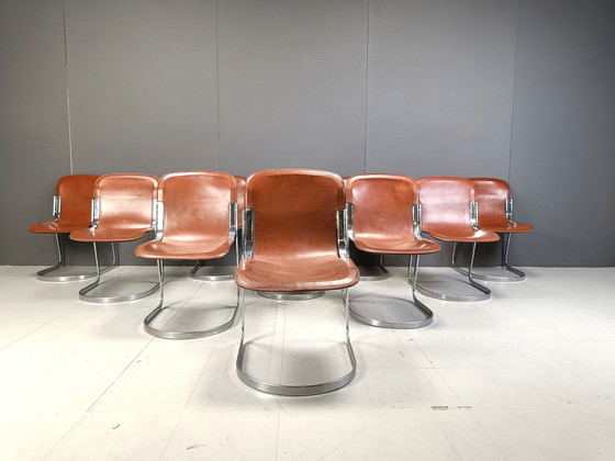 Image 1 of Vintage Dining Chairs By Willy Rizzo For Cidue Set Of 10, 1970S