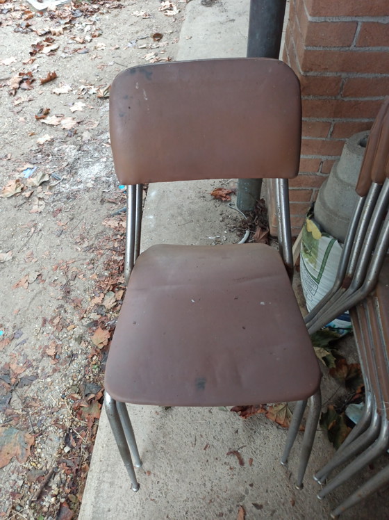 6 Stühle 70er Jahre – Esszimmerstühle, Metal, Plastic (photo 3 of 5)