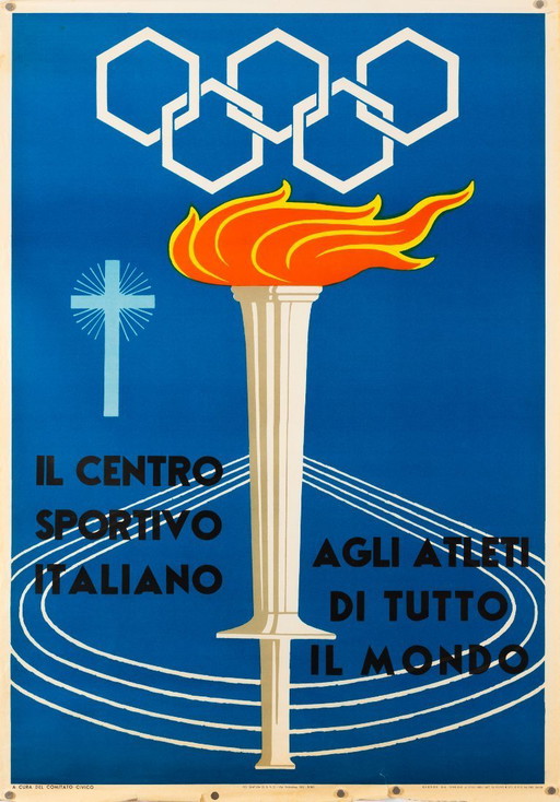 Centro Sportivo Italiano – 1960 – Original Vintage Lithograph by Corrado Mancioli – Mid-Century Modern – 100x70 cm