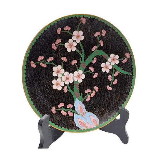 Image 1 of Assiette cloisonnée vintage unique