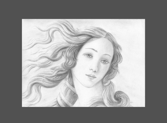 Image 1 of Original pastel drawing. Modern interpretation of Botticelli's Venus. Birth of Venus. New.