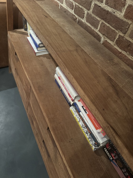 Image 1 of LOMBOK Sumatra brede boekenkastladder, gerecycled teakhout, bruin, 150 x 38 x 85 cm