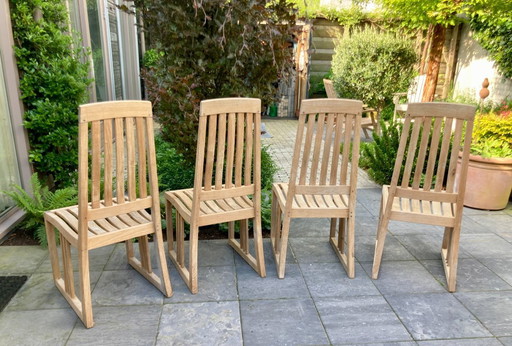 4 elegante Gloster teakhouten tuinstoelen, zware kwaliteit teak