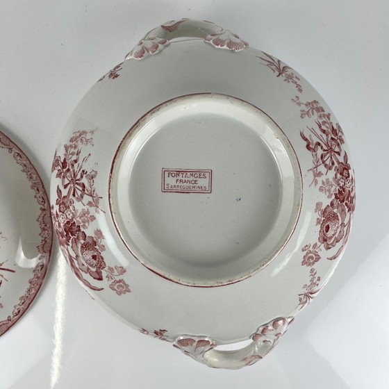 Sopera Sarreguemines, modelo "Fontange", roja, 1918-1950 – Loza, Ceramic, Vintage (photo 10 of 14)
