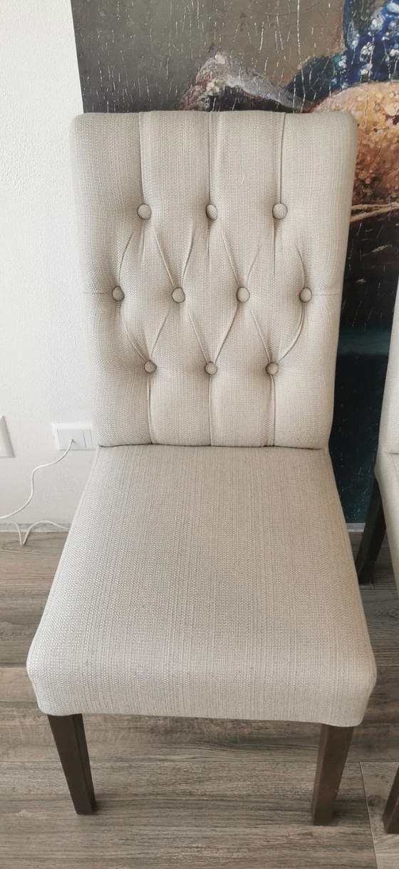 Image 1 of 6 beige stoelen/ 6 beige chairs