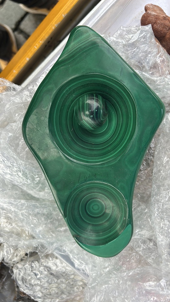 Image 1 of Schmucktablett und Eier aus Malachit