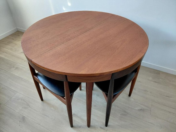 Image 1 of Uitschuifbare eettafel met 4 stoelen Hans Olsen / Frem Røjle / Roundette